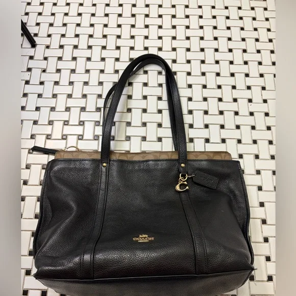 SOLD OUT
Black and Tan Leather Tote Bag - Picture 1 of 11